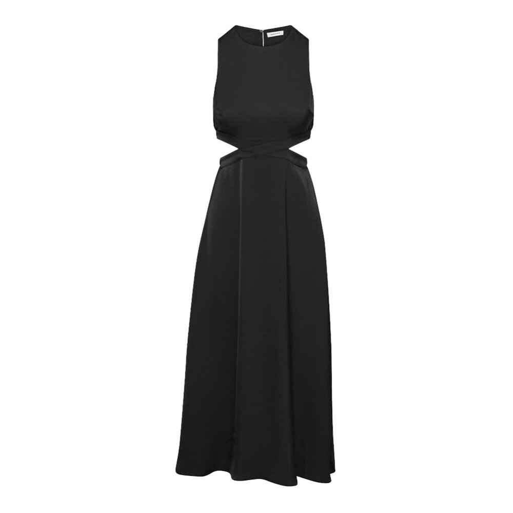 NWT Aritzia Babaton Cella Dress Black Satin Slip Midi XXS